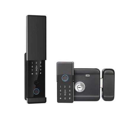 NT005 Double Sided Touch Screen KeypadFingerprint Smart Rim Lock/ Keyless Entry Tuya WiFi Control Front Door Lock